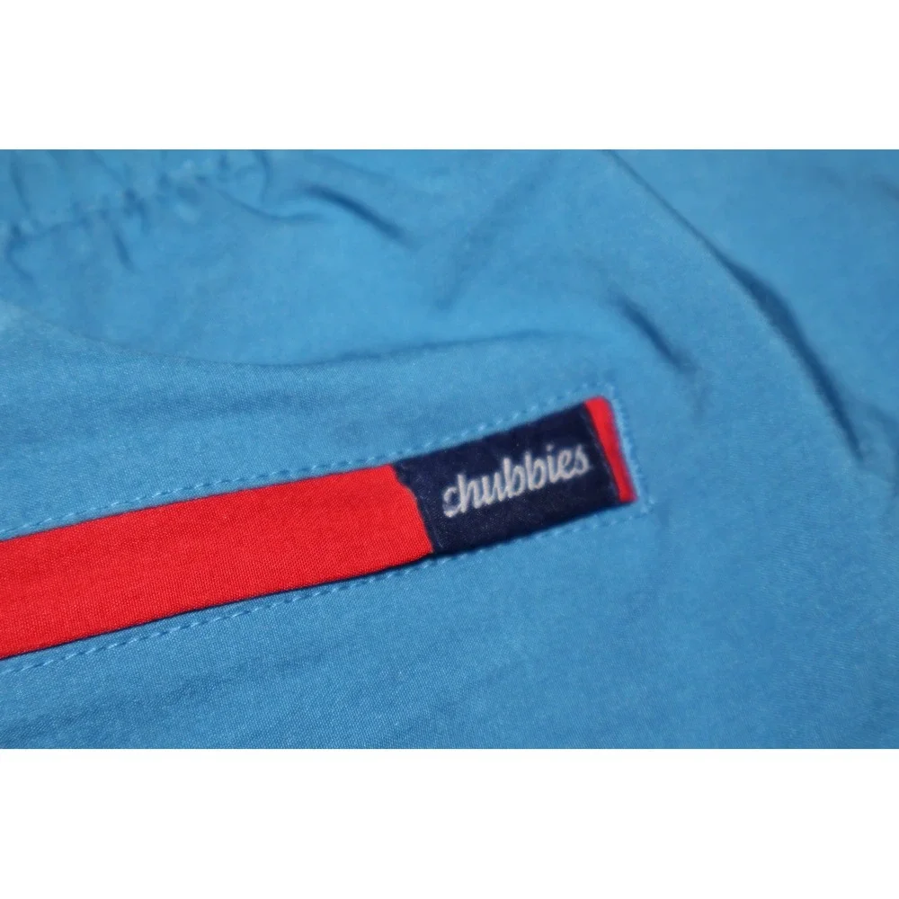 Chubbies Swim Trunks Mens XL Blue Red Colorblock Pineapple Logo Shorts **